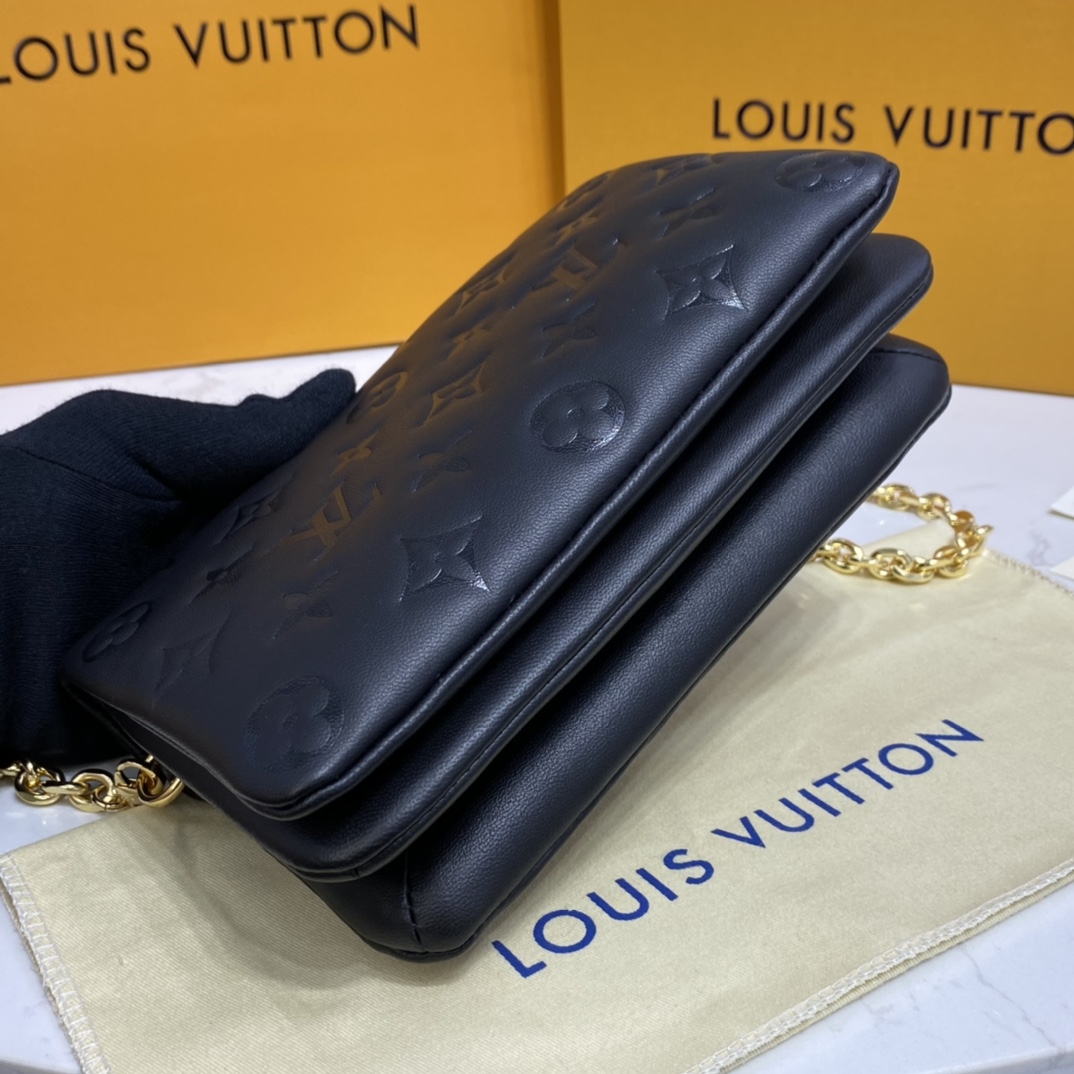 Louis Vuitton POCHETTE COUSSIN Handbag Monogram Embossed M80742 Black